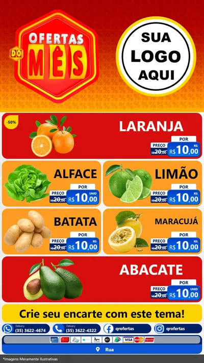 Modelo de TV para TV Vertical com o tema Ofertas do Mês para Hortifrúti
