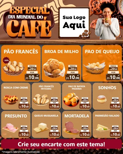 Modelo de Rede Social para Feed Instagram com o tema Especial Dia Mundial do Café para Padaria