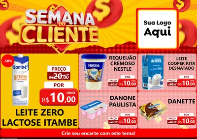 Modelo de Encarte para Encarte A4 Horizontal com o tema Semana do Cliente para Frios e Laticínios