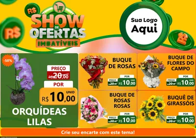 Modelo de Encarte para Encarte A4 Horizontal com o tema Show de Ofertas Imbatíveis para Floricultura e jardim
