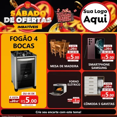Modelo de Rede Social para Feed Facebook com o tema Sábado de Ofertas Imbatíveis para Móveis e Eletro