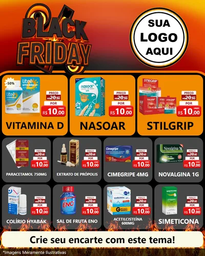 Modelo de Rede Social para Feed Instagram com o tema Black Friday para Farmácia