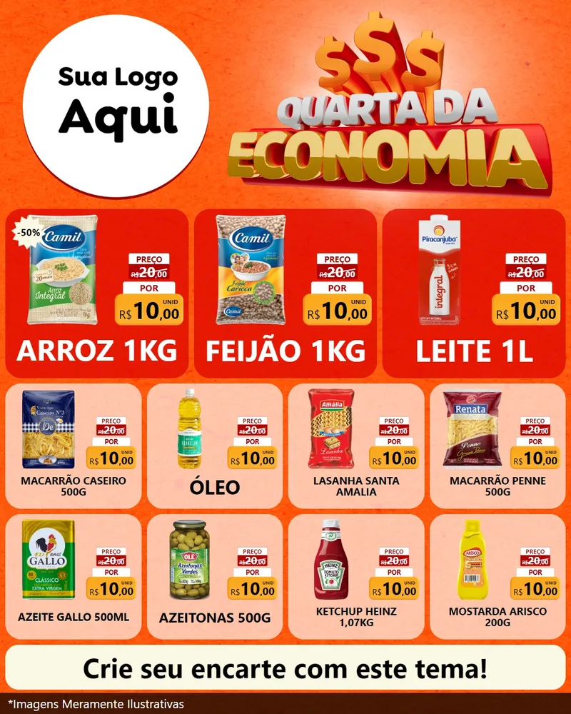 Modelo de Rede Social para Feed Instagram com o tema Quarta da Economia para Supermercado