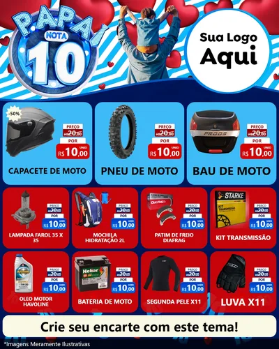 Modelo de Rede Social para Feed Instagram com o tema Papai Nota 10 para Moto peças