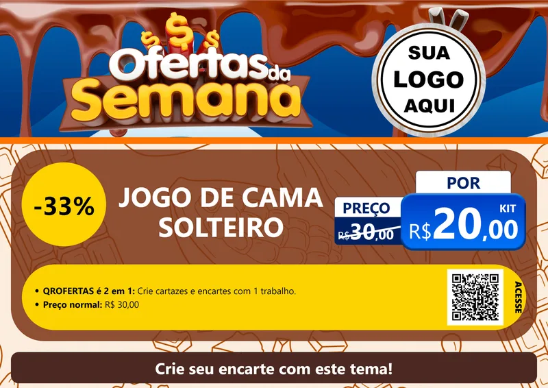 Modelo de Cartaz para Cartaz A4 Horizontal com o tema Ofertas da Semana - Páscoa para Cama, Mesa e Banho
