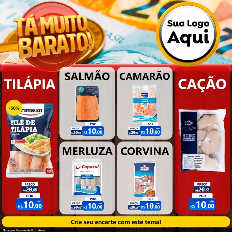 Modelo de Rede Social para Feed Facebook com o tema Está Muito Barato para Peixaria