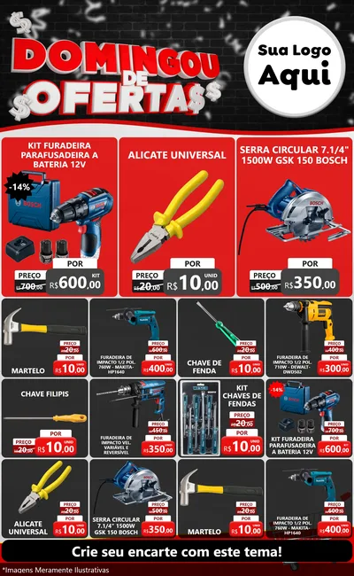 Modelo de Encarte para Encarte Grande com o tema Domingou de Ofertas para Maquinas e Ferramentas