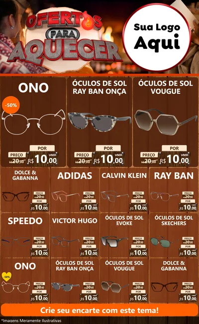 Modelo de Encarte para Encarte Grande com o tema Ofertas Para Aquecer para Óticas