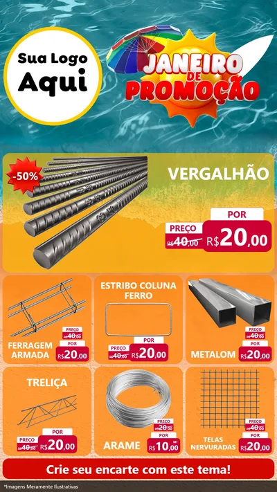 Modelo de Rede Social para Stories com o tema Janeiro de Promoção para Ferragens
