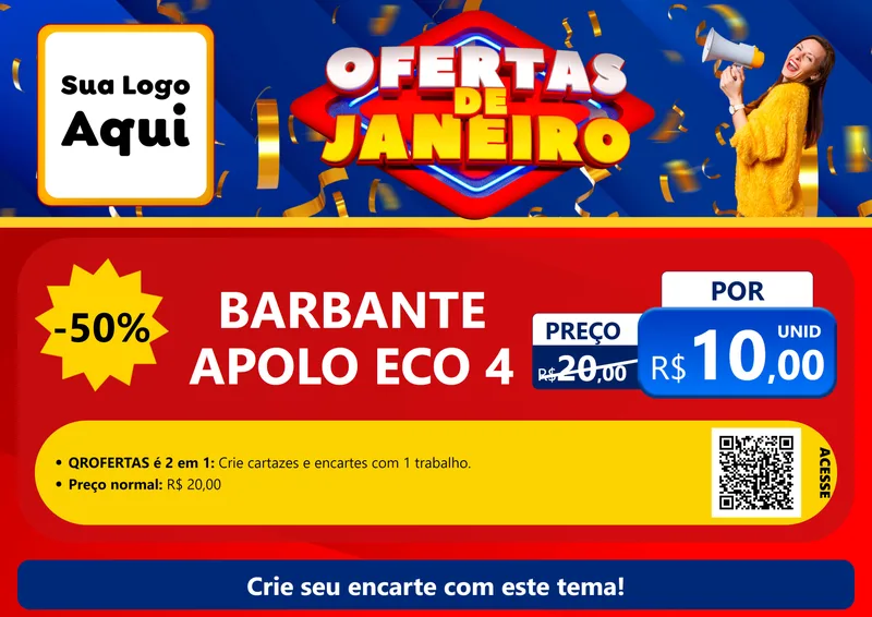Modelo de Cartaz para Cartaz A4 Horizontal com o tema Ofertas de Janeiro para Armarinho e Aviamentos