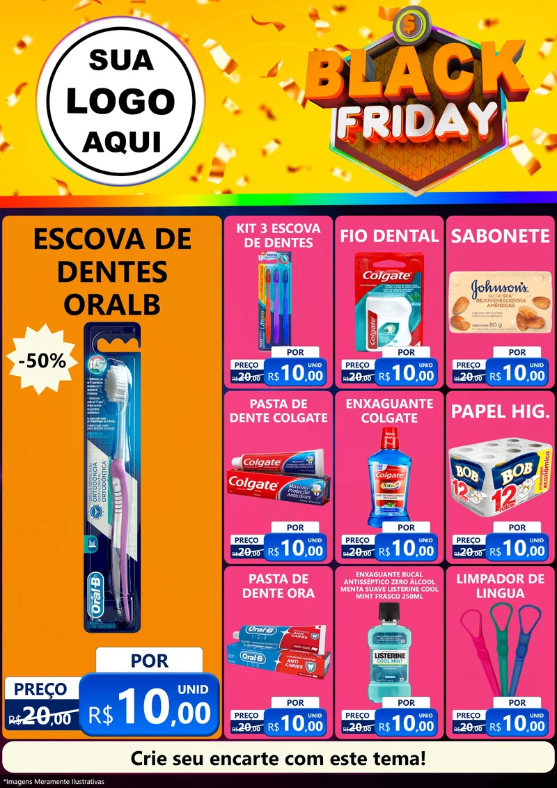 Modelo de Encarte para Encarte A4 Vertical com o tema Black Friday para Higiene Pessoal