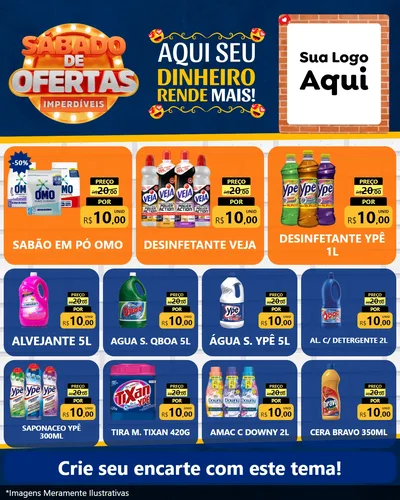 Modelo de Rede Social para Feed Instagram com o tema Sábado de Ofertas Imperdíveis para Produtos de Limpeza