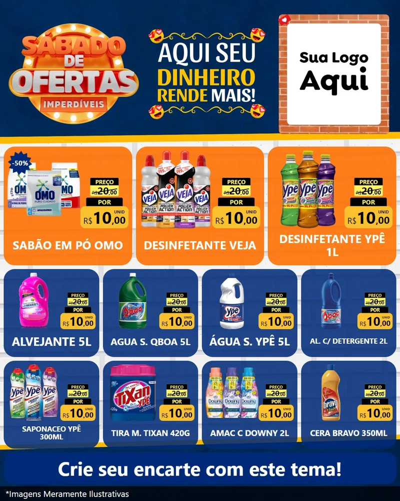 Modelo de Rede Social para Feed Instagram com o tema Sábado de Ofertas Imperdíveis para Produtos de Limpeza