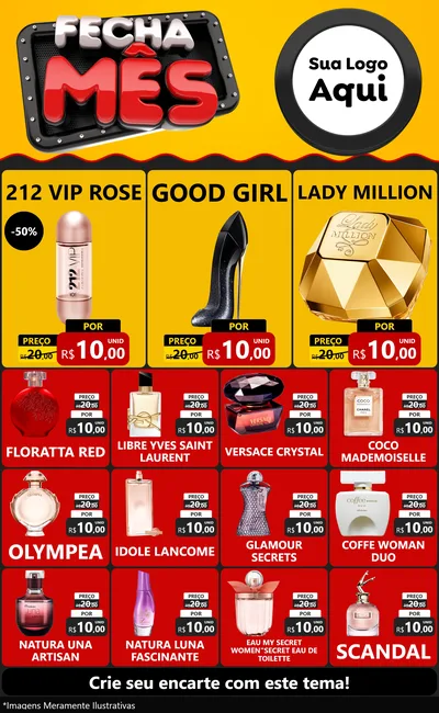 Modelo de Encarte para Encarte Grande com o tema Fecha Mês para Perfumes