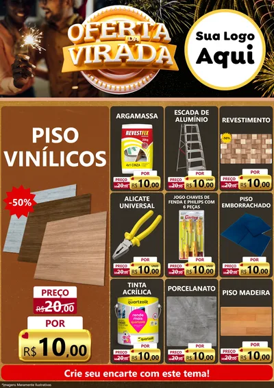 Modelo de Encarte para Encarte A4 Vertical com o tema Oferta da Virada para Material para Construção