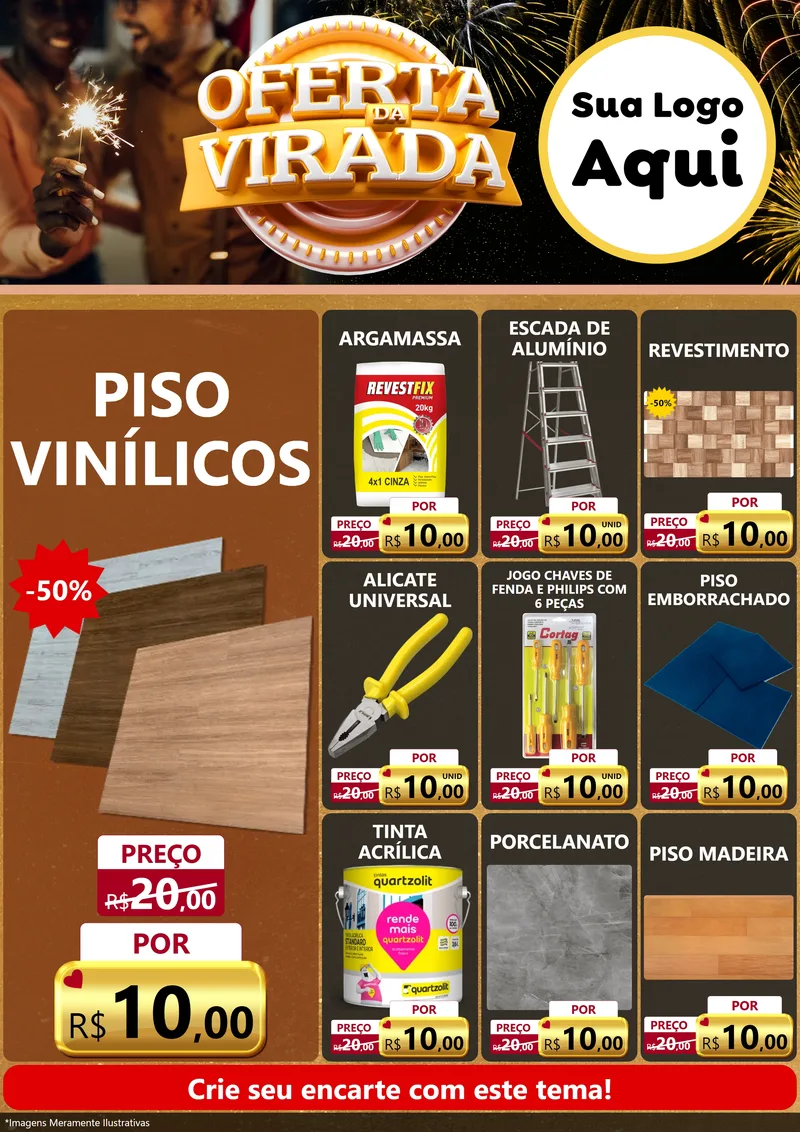 Modelo de Encarte para Encarte A4 Vertical com o tema Oferta da Virada para Material para Construção