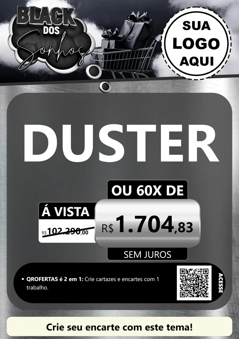 Modelo de Cartaz para Cartaz A4 Vertical com o tema Black dos Sonhos para Concessionaria de Carros