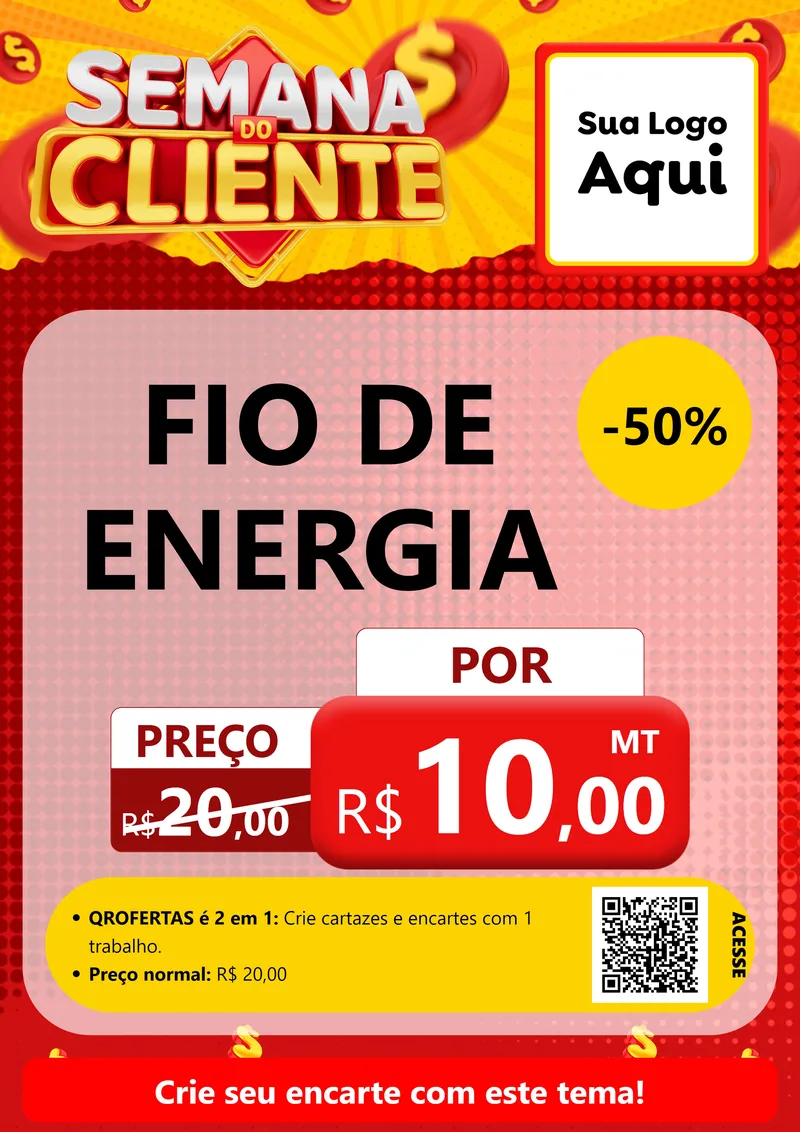 Modelo de Cartaz para Cartaz A4 Vertical com o tema Semana do Cliente para Materiais Elétricos