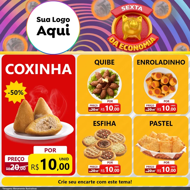 Modelo de Rede Social para Feed Facebook com o tema Sexta da Economia para Salgadaria