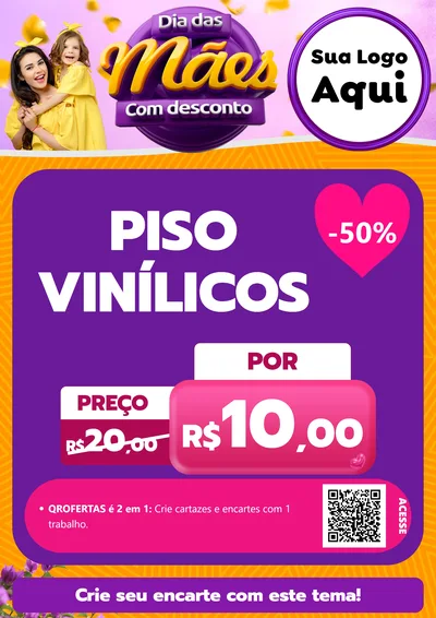 Modelo de Cartaz para Cartaz A4 Vertical com o tema Dia das Mães com Desconto para Material para Construção