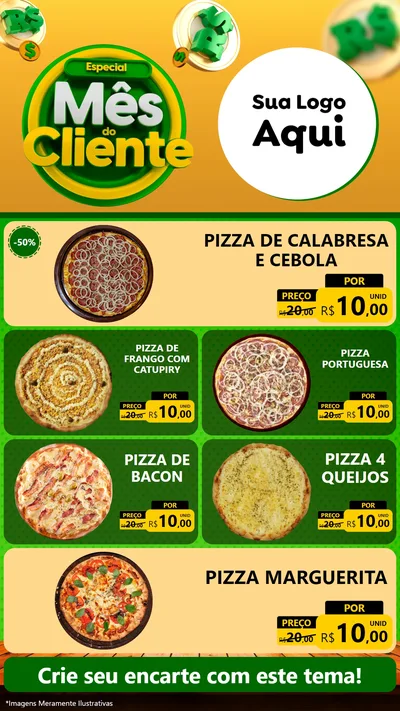 Modelo de TV para TV Vertical com o tema Especial Mês do Cliente para Pizzaria