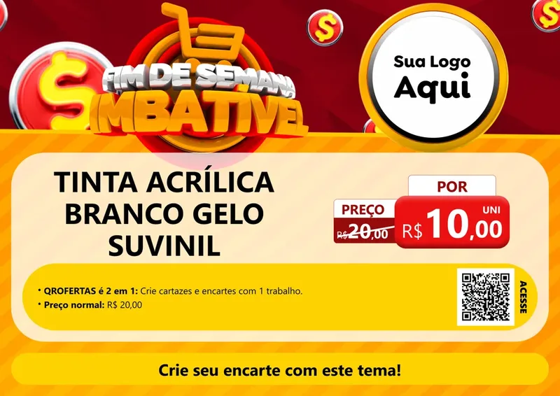 Modelo de Cartaz para Cartaz A4 Horizontal com o tema Fim de Semana Imbatível para Tintas e Ferramentas