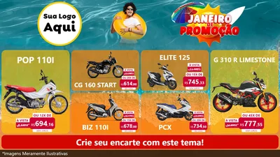 Modelo de TV para TV Horizontal com o tema Janeiro de Promoção para Concessionaria de Motos