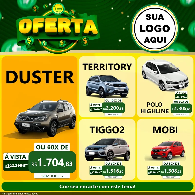 Modelo de Rede Social para Feed Facebook com o tema Oferta para Concessionaria de Carros