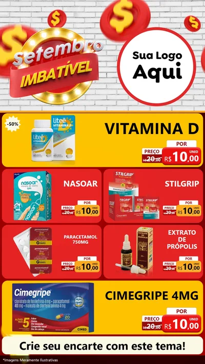 Modelo de TV para TV Vertical com o tema Setembro Imbatível para Farmácia