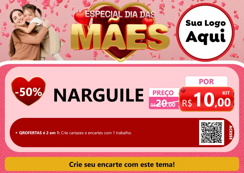 Modelo de Cartaz para Cartaz A4 Horizontal com o tema Especial Dia Das Mães para Tabacaria