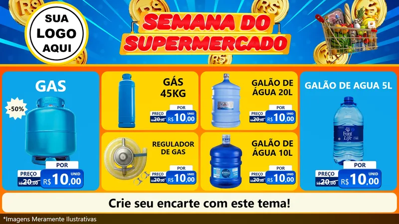 Modelo de TV para TV Horizontal com o tema Semana do Supermercado para Água e gás