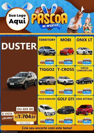 Modelo de Encarte para Encarte A4 Vertical com o tema Páscoa de Ofertas para Concessionaria de Carros