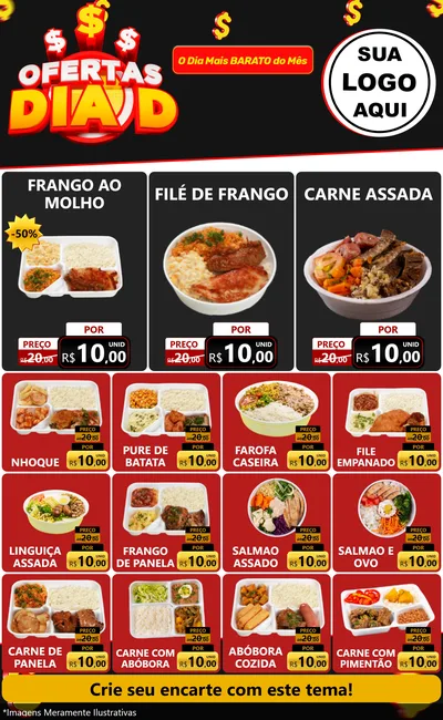 Modelo de Encarte para Encarte Grande com o tema Ofertas Dia D para Restaurante