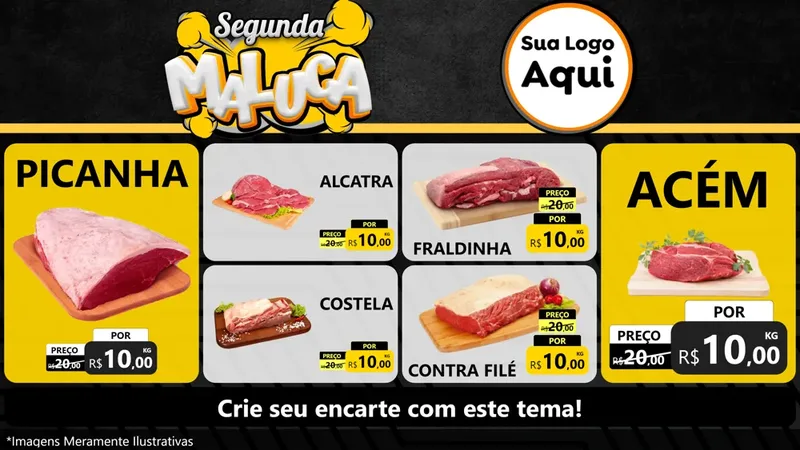 Modelo de TV para TV Horizontal com o tema Segunda Maluca para Açougue