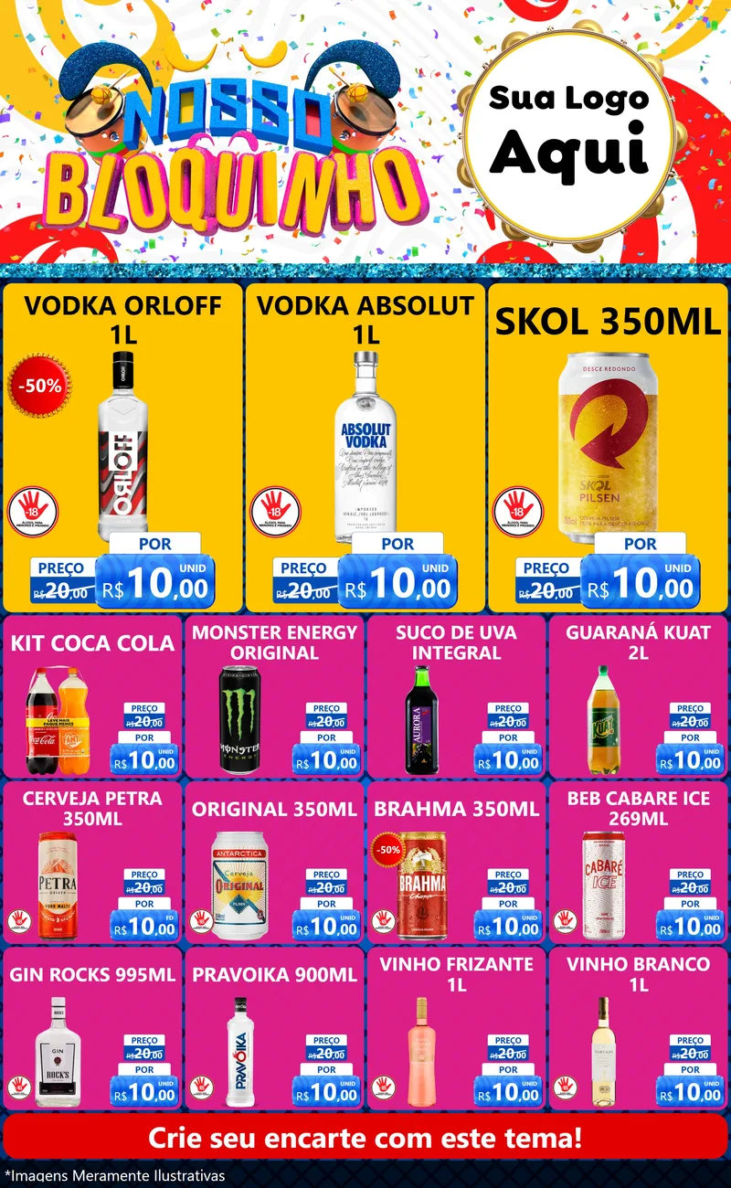 Modelo de Encarte para Encarte Grande com o tema Nosso Bloquinho para Distribuidora de bebidas