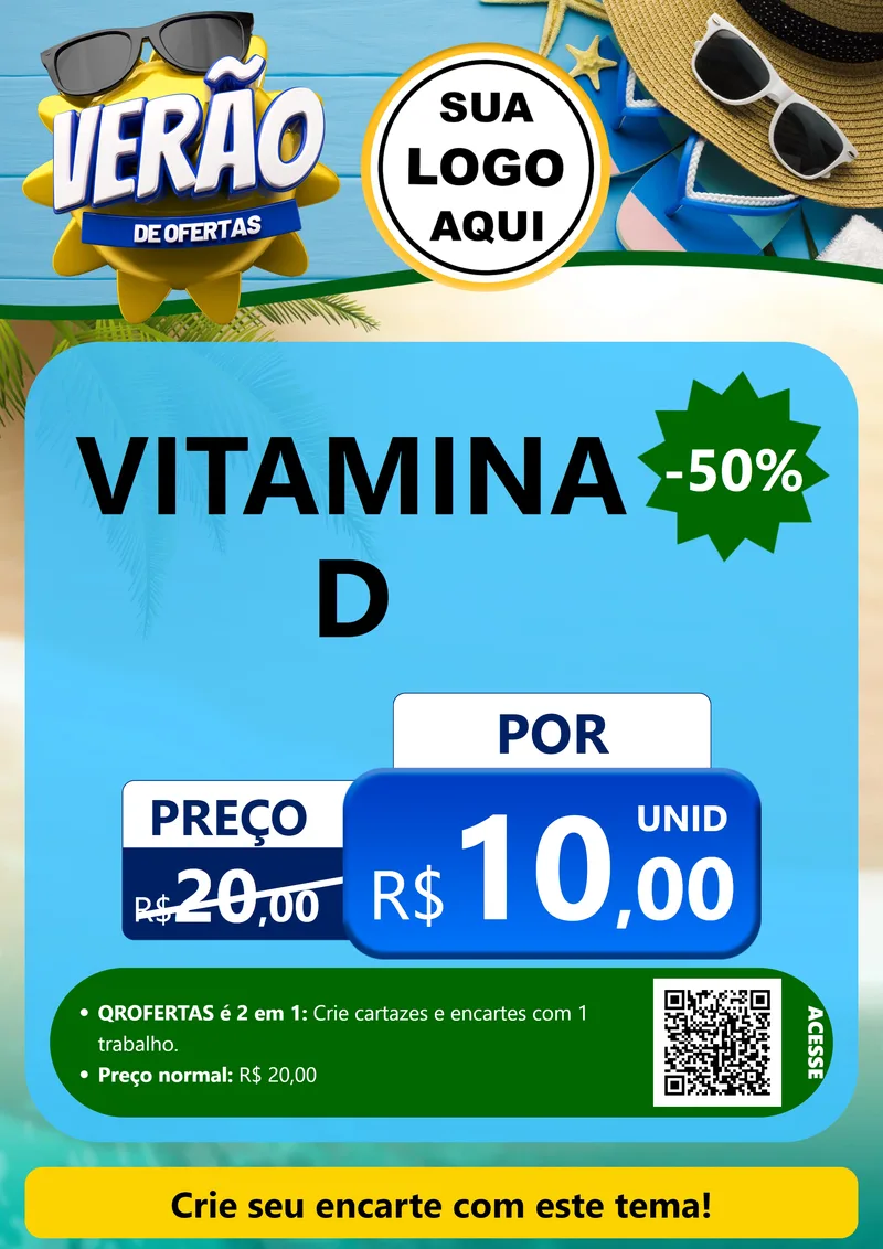 Modelo de Cartaz para Cartaz A4 Vertical com o tema Verão de Ofertas para Farmácia