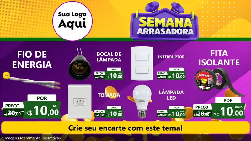 Modelo de TV para TV Horizontal com o tema Semana Arrasadora para Materiais Elétricos