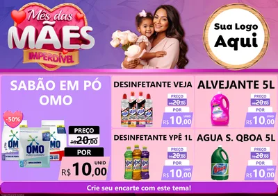 Modelo de Encarte para Encarte A4 Horizontal com o tema Mês das Mães Imperdível para Produtos de Limpeza