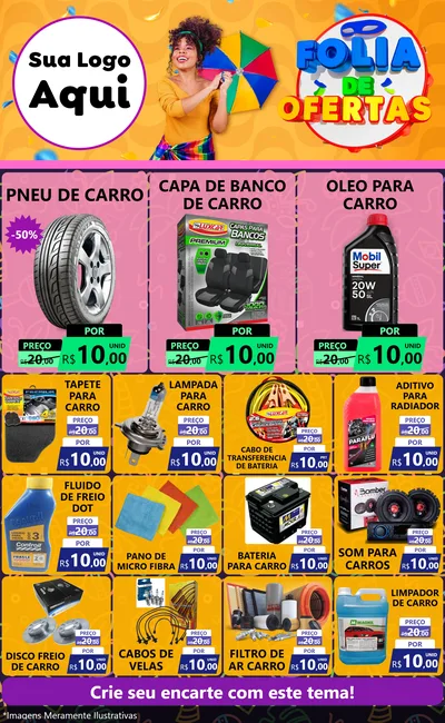 Modelo de Encarte para Encarte Grande com o tema Folia de Ofertas para Auto peças