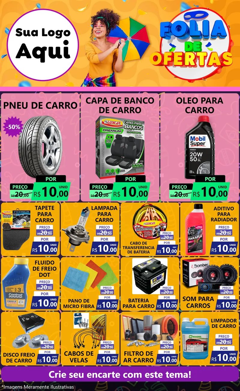 Modelo de Encarte para Encarte Grande com o tema Folia de Ofertas para Auto peças