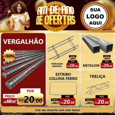 Modelo de Rede Social para Feed Facebook com o tema Fim de Ano de Ofertas para Ferragens