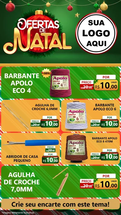 Modelo de TV para TV Vertical com o tema Ofertas de Natal para Armarinho e Aviamentos