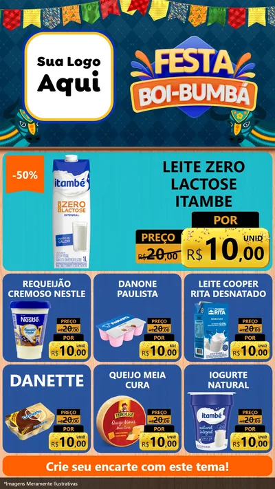 Modelo de Rede Social para Stories com o tema Festa Boi Bumbá para Frios e Laticínios