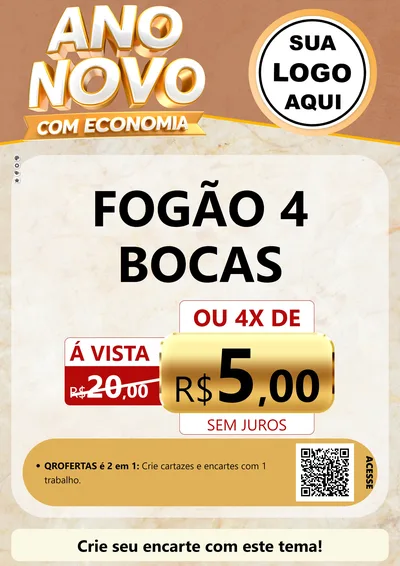 Modelo de Cartaz para Cartaz A4 Vertical com o tema Ano Novo Com Economia para Móveis e Eletro
