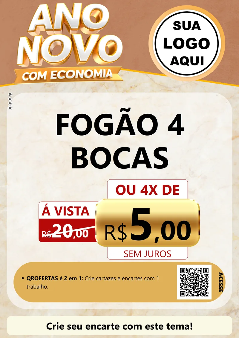 Modelo de Cartaz para Cartaz A4 Vertical com o tema Ano Novo Com Economia para Móveis e Eletro