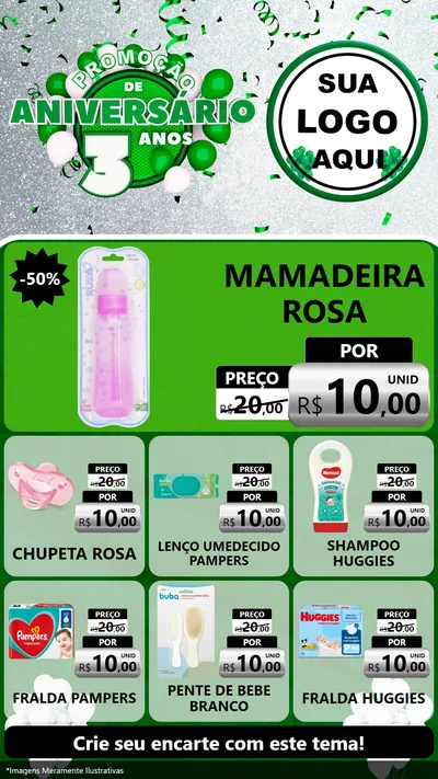 Modelo de Rede Social para Stories com o tema Promoção de Aniversário - 3 Anos para Bebês