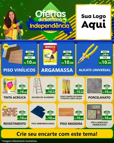 Modelo de Rede Social para Feed Instagram com o tema Ofertas da Semana da Independência para Material para Construção