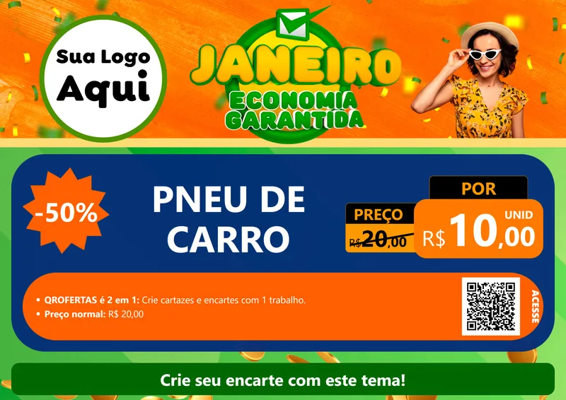 Modelo de Cartaz para Cartaz A4 Horizontal com o tema Janeiro - Economia Garantida para Auto peças