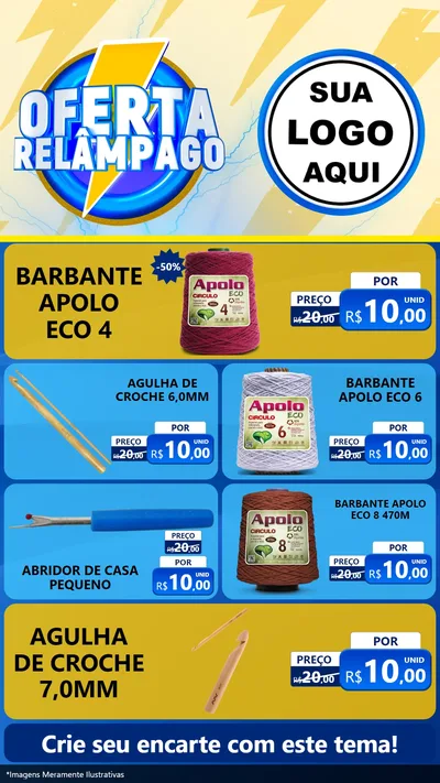 Modelo de TV para TV Vertical com o tema Oferta Relâmpago para Armarinho e Aviamentos