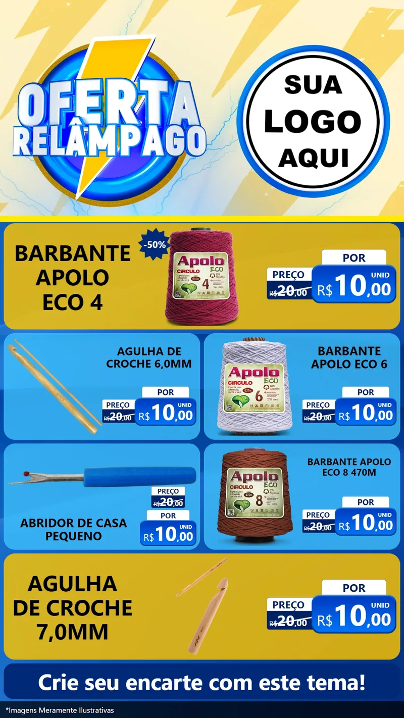 Modelo de TV para TV Vertical com o tema Oferta Relâmpago para Armarinho e Aviamentos